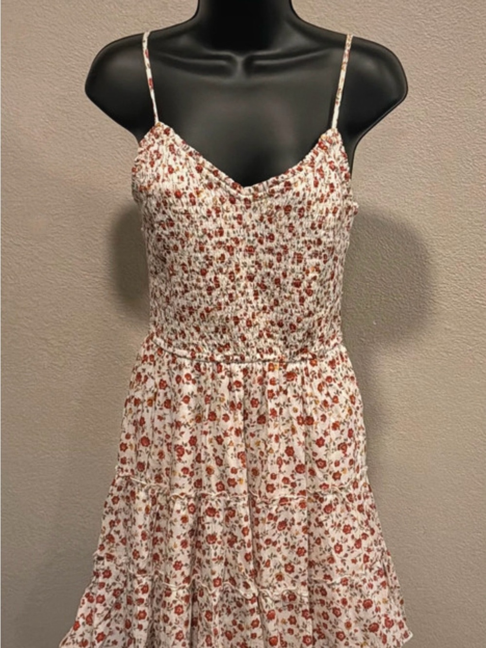 Hollister Cream Mini Dress with Rust Floral